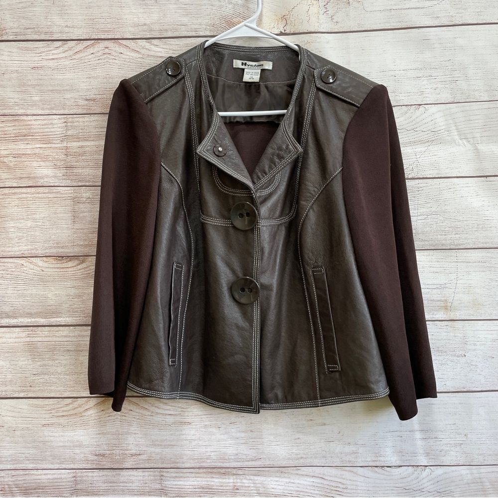 VINTAGE NYGARD COLLECTION LEATHER‎ BLAZER IN BROWN